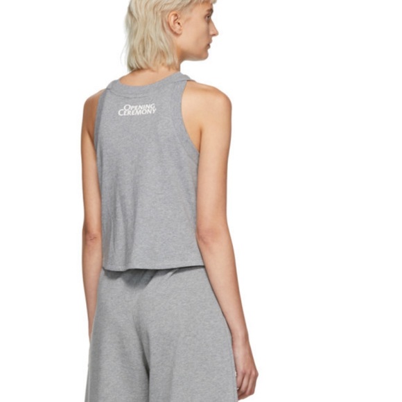 Opening Ceremony Grey Cropped Spell Out Logo Tank Top - Picture 3 of 9